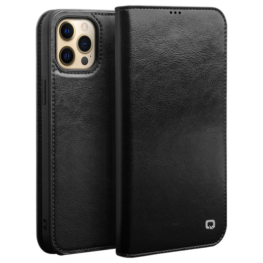 QIALINO Top Layer Cowhide Leather Stand Wallet Cell Phone Cover Protector for iPhone 13 Pro Max 6.7 inch