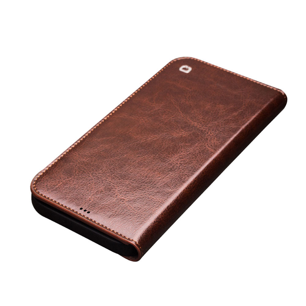 QIALINO Top Layer Cowhide Leather Stand Wallet Cell Phone Cover Protector for iPhone 13 Pro Max 6.7 inch