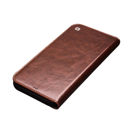 QIALINO Top Layer Cowhide Leather Stand Wallet Cell Phone Cover Protector for iPhone 13 Pro Max 6.7 inch