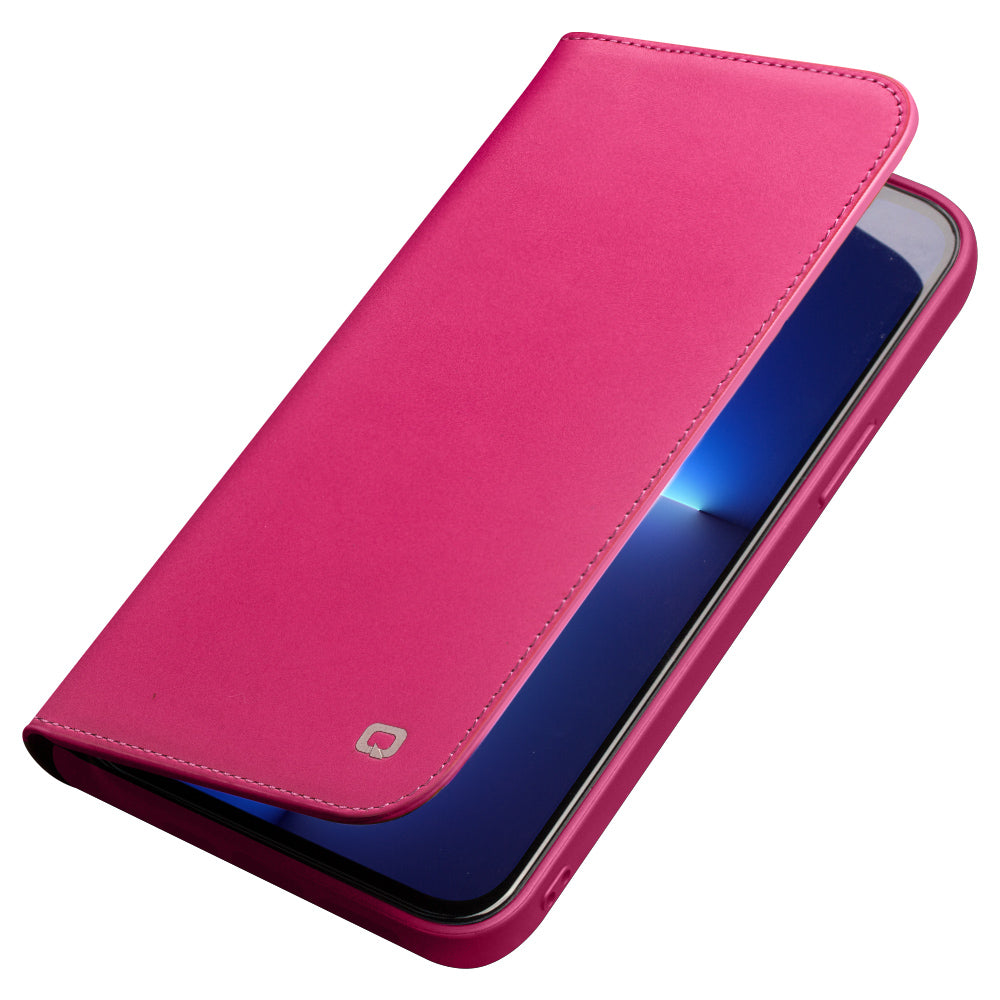 QIALINO Top Layer Cowhide Leather Stand Wallet Cell Phone Cover Protector for iPhone 13 Pro Max 6.7 inch