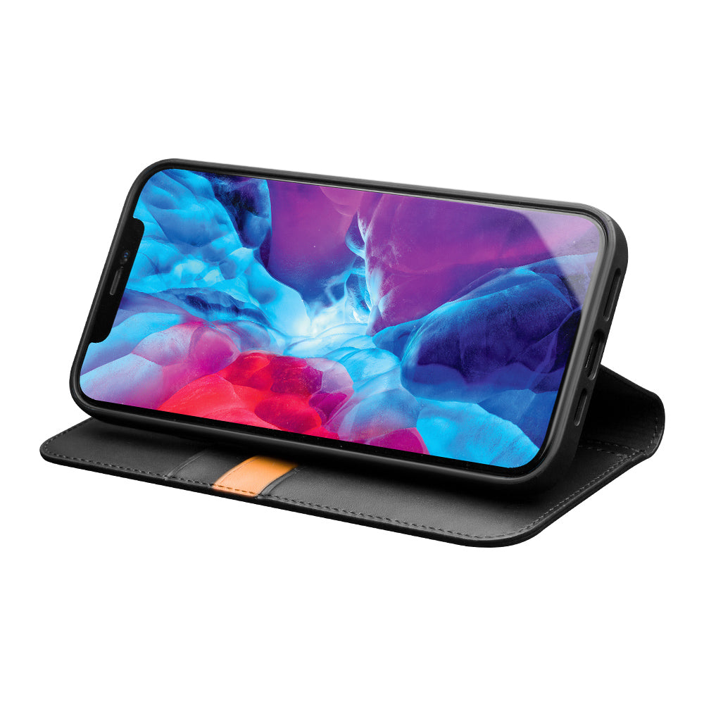 QIALINO Folio Flip Wallet Design Top Layer Cowhide Leather Phone Cover with Stand for iPhone 13 Pro Max 6.7 inch