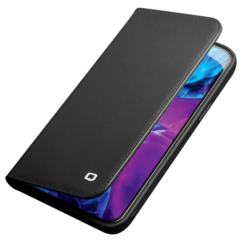 QIALINO Folio Flip Wallet Design Top Layer Cowhide Leather Phone Cover with Stand for iPhone 13 Pro Max 6.7 inch