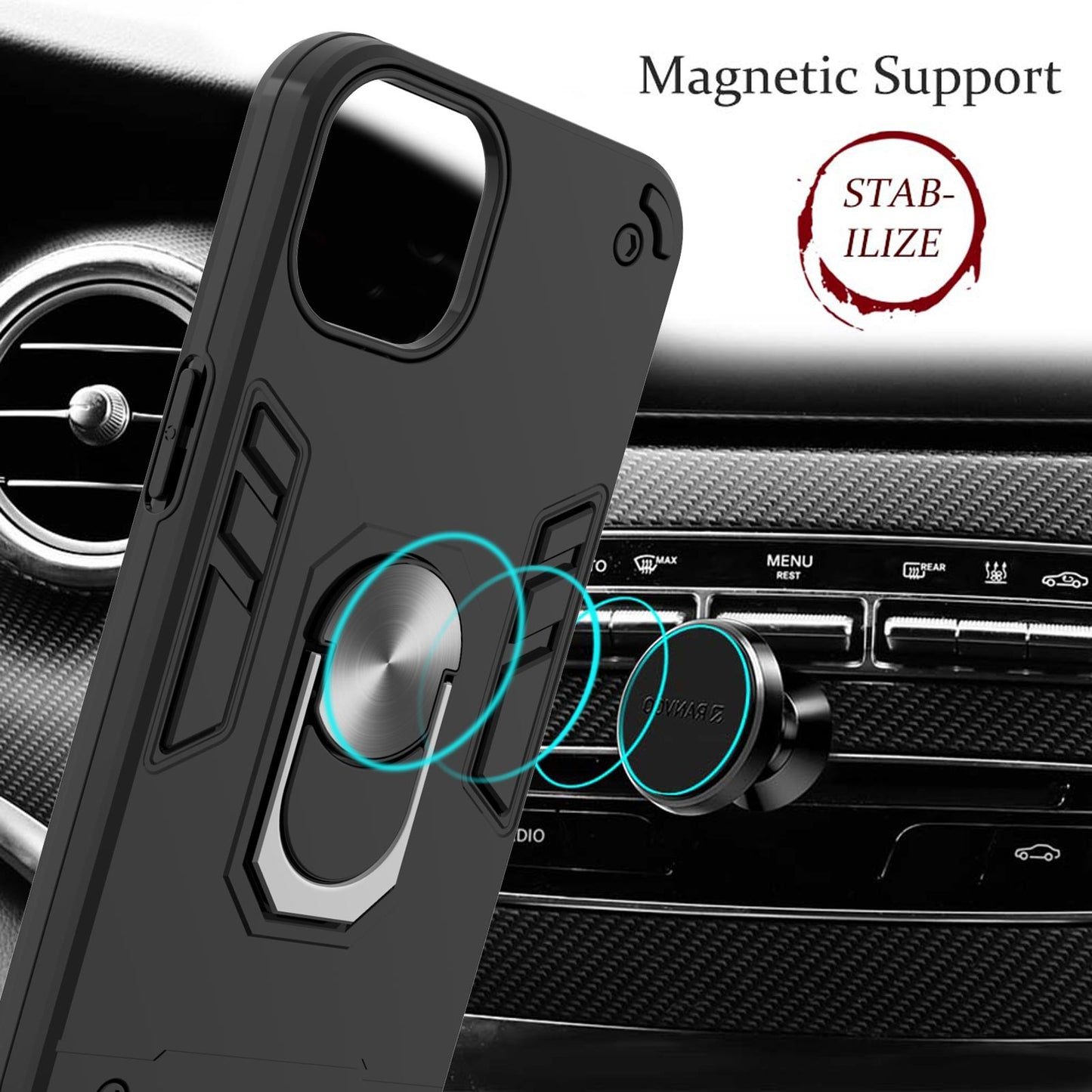 Armor 360Â° Rotation Ring Holder Kickstand Hybrid PC + TPU Phone Case for iPhone 13 Pro Max 6.7 inch
