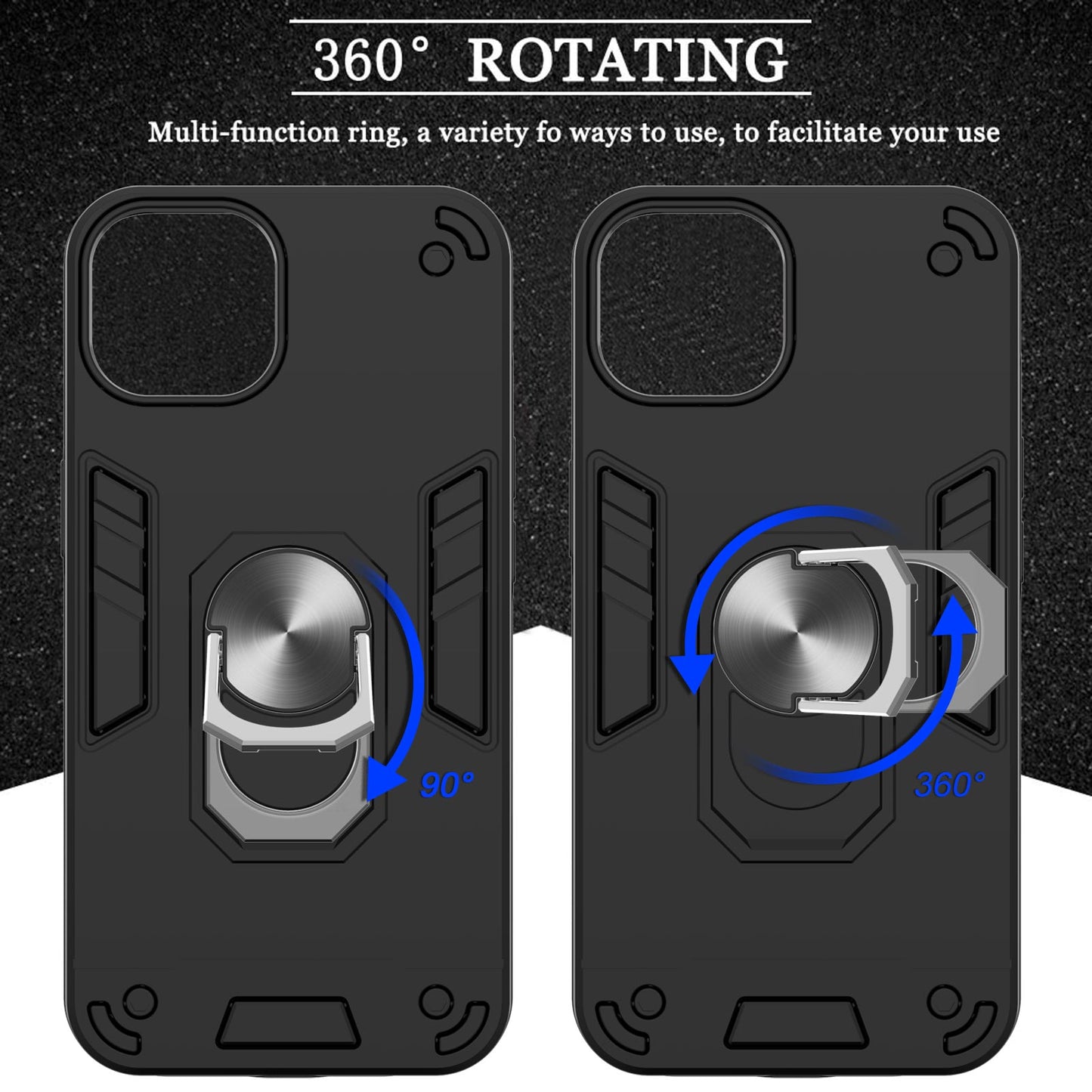 Armor 360Â° Rotation Ring Holder Kickstand Hybrid PC + TPU Phone Case for iPhone 13 Pro Max 6.7 inch