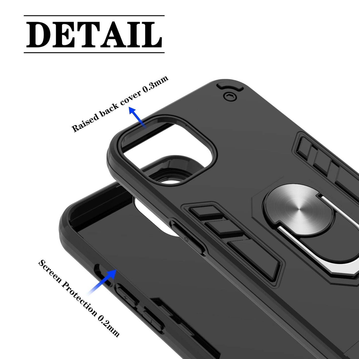 Armor 360Â° Rotation Ring Holder Kickstand Hybrid PC + TPU Phone Case for iPhone 13 Pro Max 6.7 inch