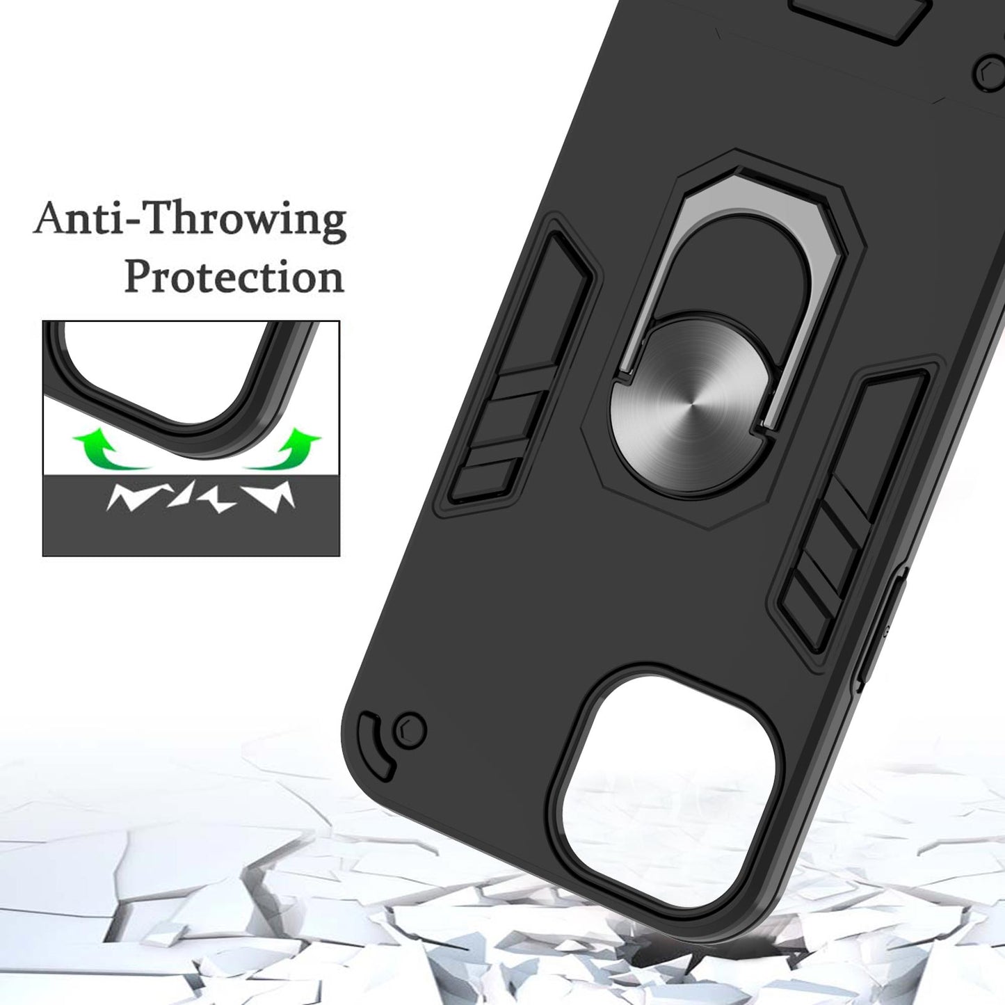 Armor 360Â° Rotation Ring Holder Kickstand Hybrid PC + TPU Phone Case for iPhone 13 Pro Max 6.7 inch