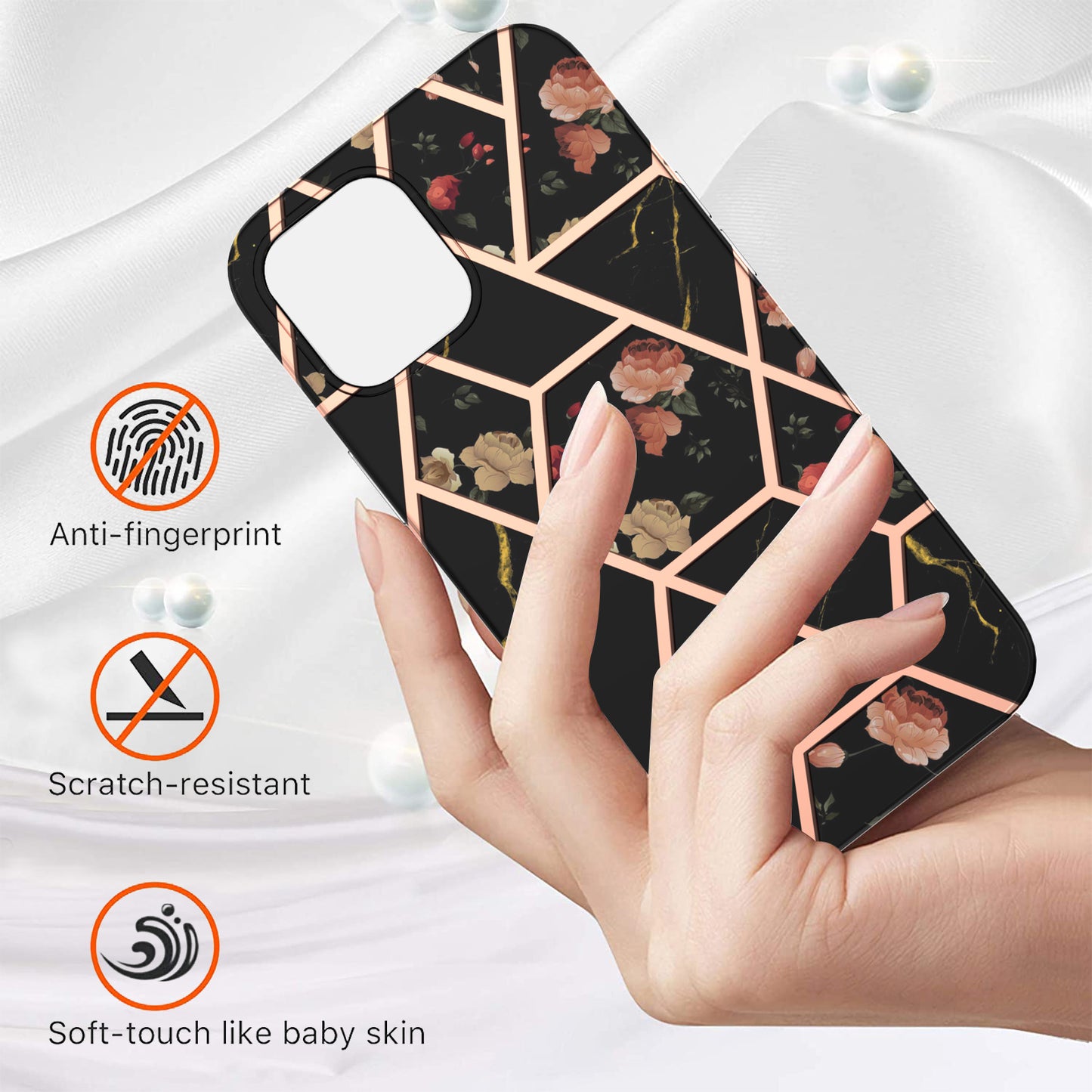 Smooth Marble Pattern Series IMD Shockproof Flexible Slim Electroplating TPU Case for iPhone 13 Pro 6.1 inch