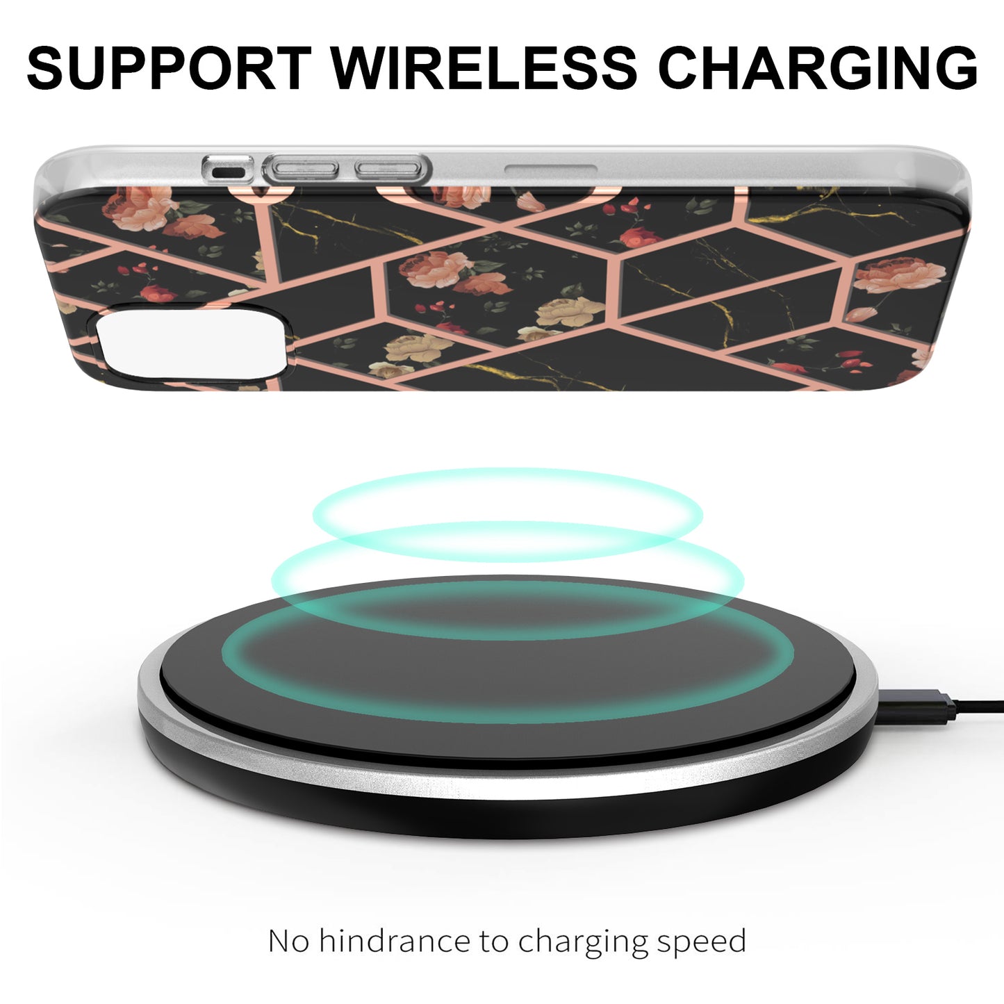 Smooth Marble Pattern Series IMD Shockproof Flexible Slim Electroplating TPU Case for iPhone 13 Pro 6.1 inch