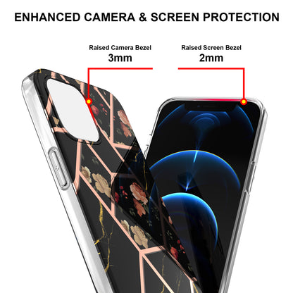 Smooth Marble Pattern Series IMD Shockproof Flexible Slim Electroplating TPU Case for iPhone 13 Pro 6.1 inch