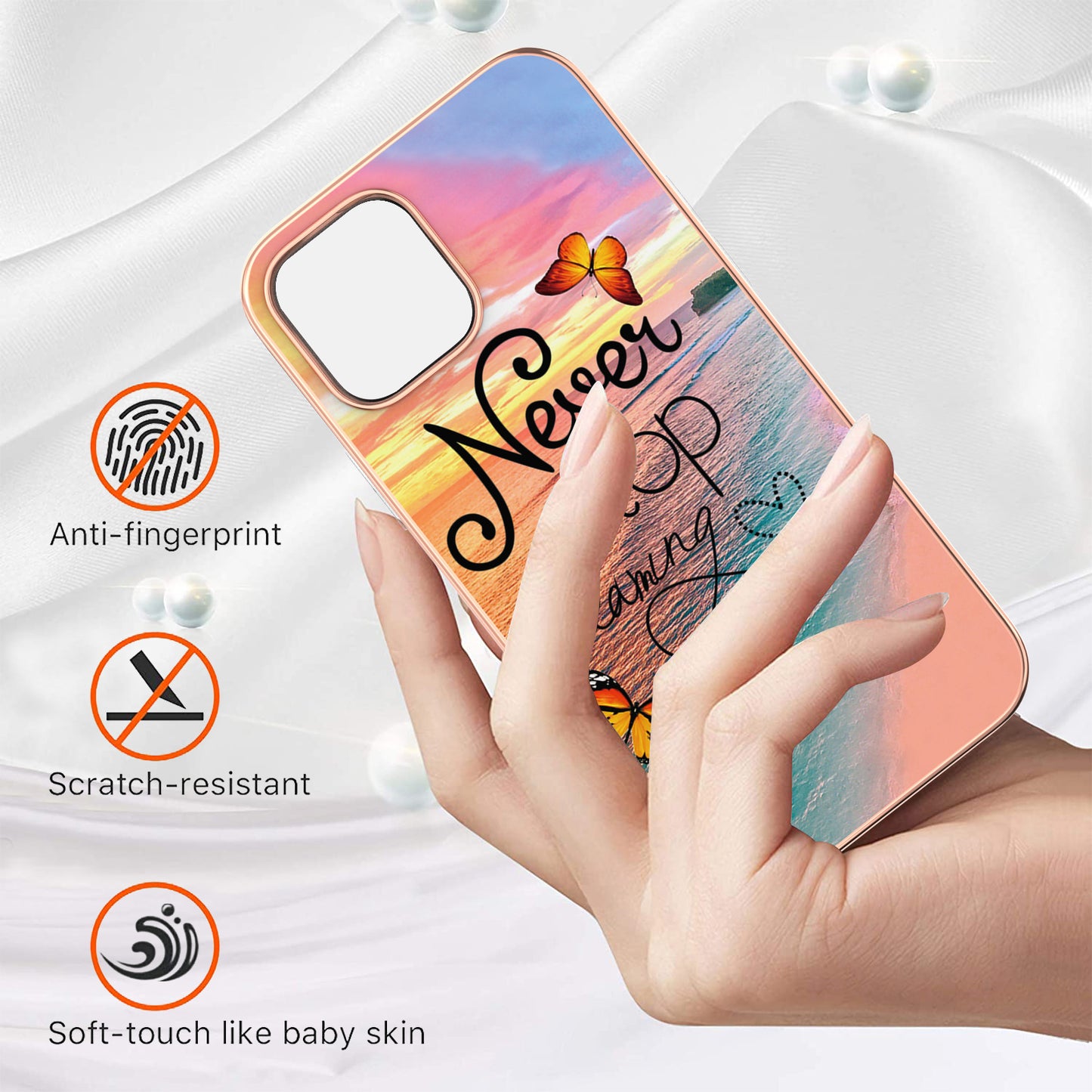 Smooth Marble Pattern Series IMD Shockproof Flexible Slim Electroplating TPU Case for iPhone 13 Pro 6.1 inch