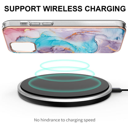 Smooth Marble Pattern Series IMD Shockproof Flexible Slim Electroplating TPU Case for iPhone 13 Pro 6.1 inch