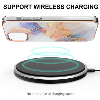 Smooth Marble Pattern Series IMD Shockproof Flexible Slim Electroplating TPU Case for iPhone 13 Pro 6.1 inch