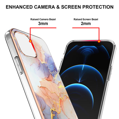 Smooth Marble Pattern Series IMD Shockproof Flexible Slim Electroplating TPU Case for iPhone 13 Pro 6.1 inch