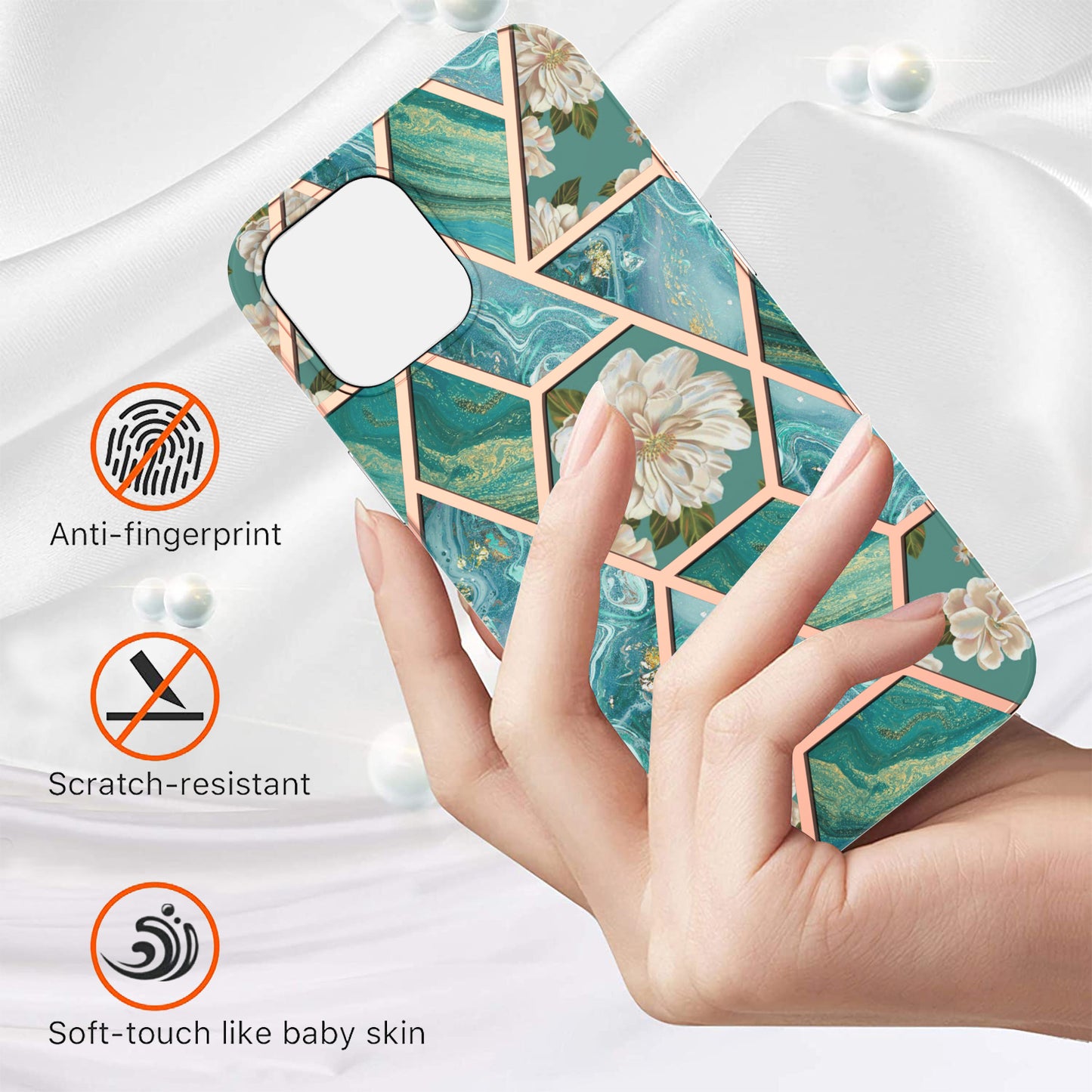 Smooth Marble Pattern Series IMD Shockproof Flexible Slim Electroplating TPU Case for iPhone 13 Pro 6.1 inch