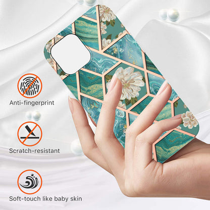 Smooth Marble Pattern Series IMD Shockproof Flexible Slim Electroplating TPU Case for iPhone 13 Pro 6.1 inch