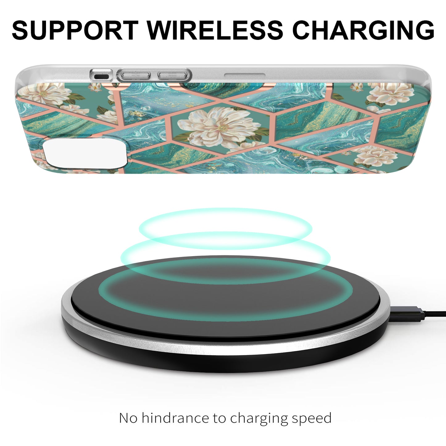 Smooth Marble Pattern Series IMD Shockproof Flexible Slim Electroplating TPU Case for iPhone 13 Pro 6.1 inch