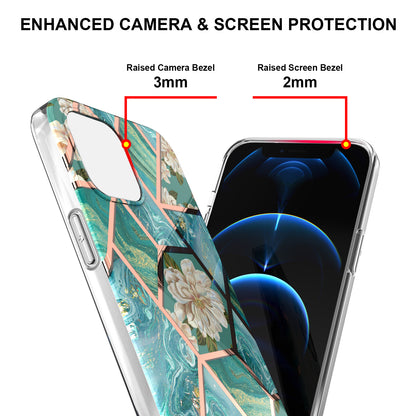 Smooth Marble Pattern Series IMD Shockproof Flexible Slim Electroplating TPU Case for iPhone 13 Pro 6.1 inch