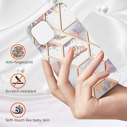 Smooth Marble Pattern Series IMD Shockproof Flexible Slim Electroplating TPU Case for iPhone 13 Pro 6.1 inch