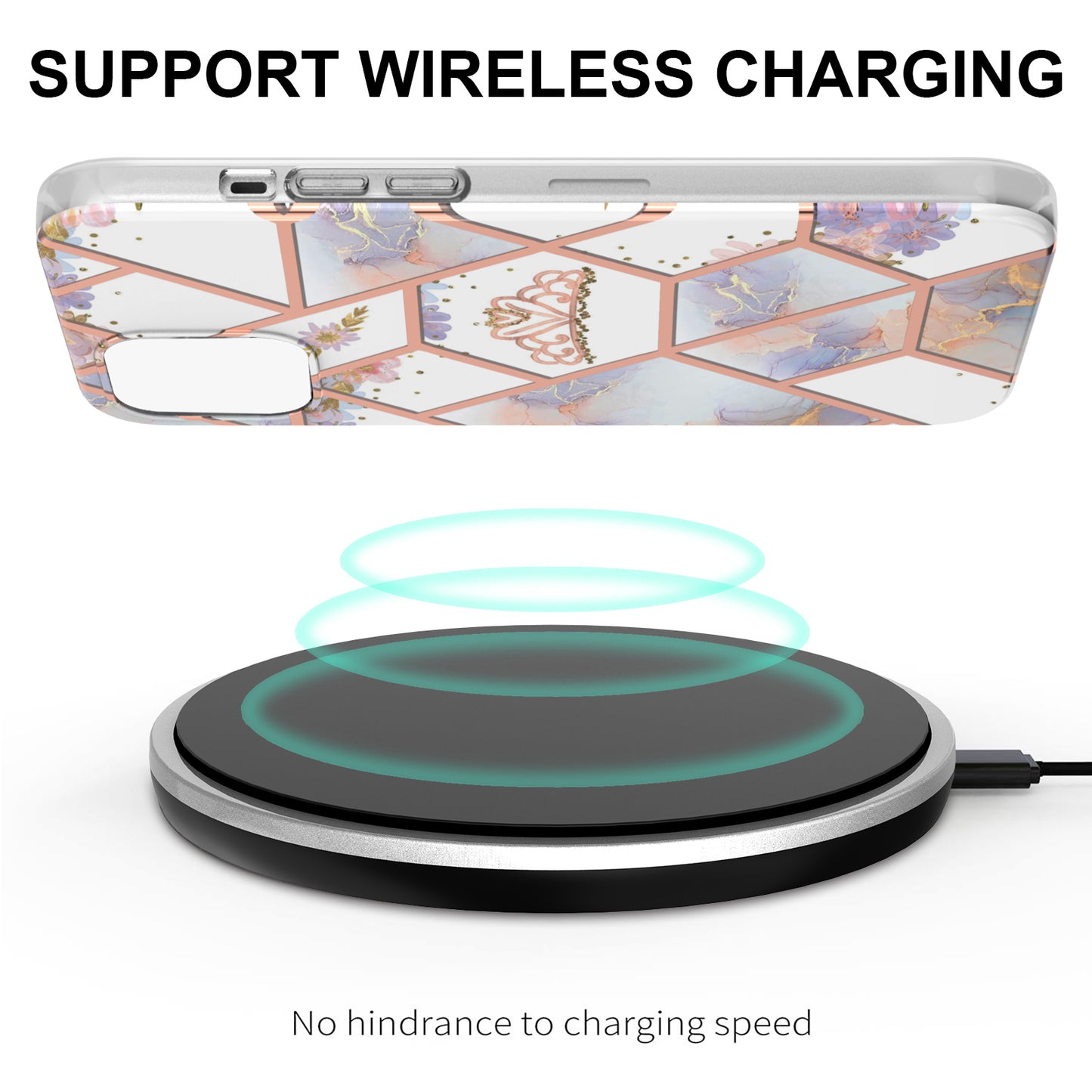 Smooth Marble Pattern Series IMD Shockproof Flexible Slim Electroplating TPU Case for iPhone 13 Pro 6.1 inch