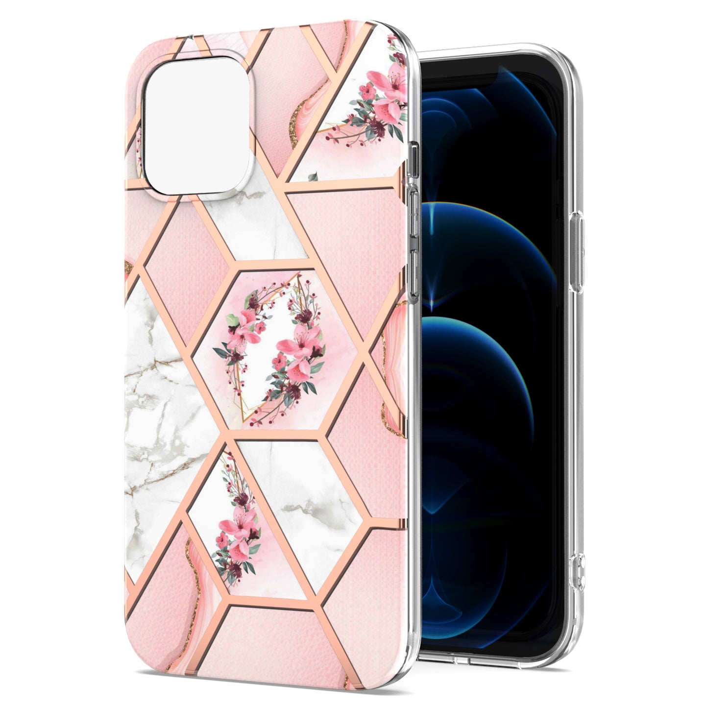Smooth Marble Pattern Series IMD Shockproof Flexible Slim Electroplating TPU Case for iPhone 13 Pro 6.1 inch