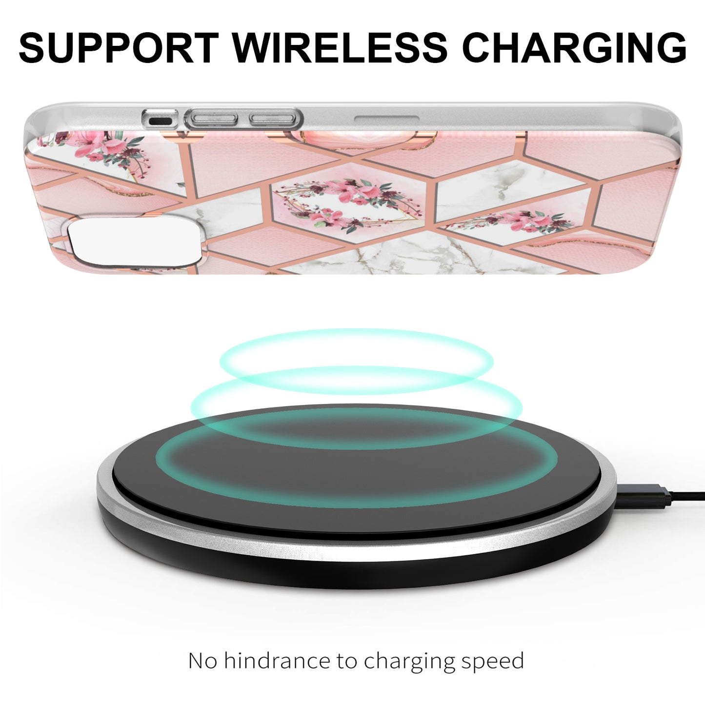 Smooth Marble Pattern Series IMD Shockproof Flexible Slim Electroplating TPU Case for iPhone 13 Pro 6.1 inch