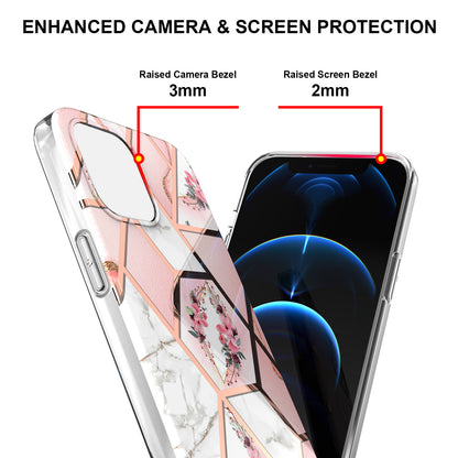 Smooth Marble Pattern Series IMD Shockproof Flexible Slim Electroplating TPU Case for iPhone 13 Pro 6.1 inch
