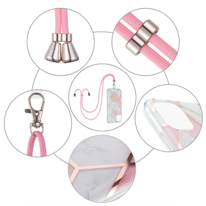 2.0mm Slim Marble Splicing Pattern Double-sided IMD Electroplating Flexible TPU Case with Lanyard for iPhone 13 6.1 inch