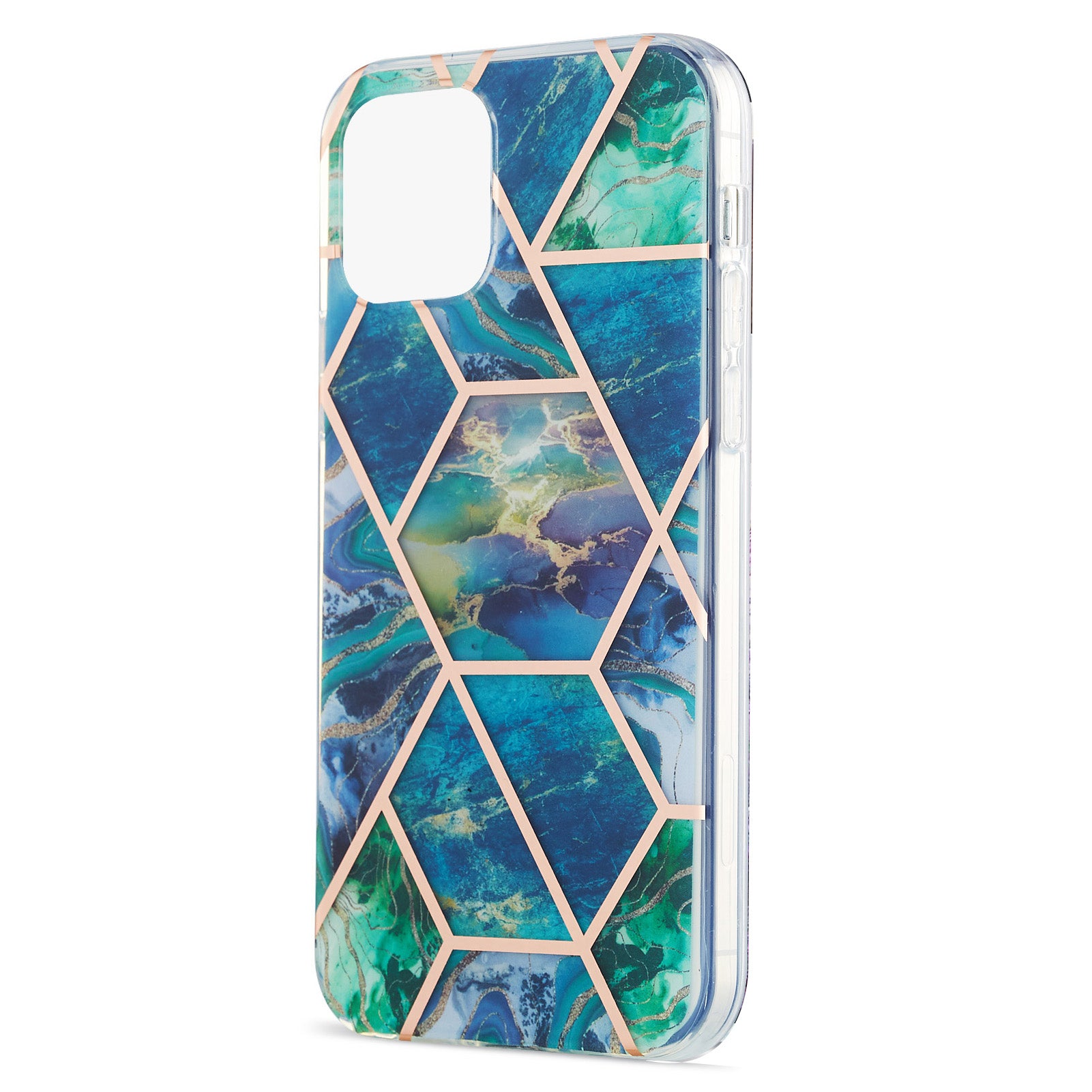 2.0mm IMD Workmanship Electroplating Marble Pattern Printing TPU Cell Phone Case Cover for iPhone 13 6.1 inch