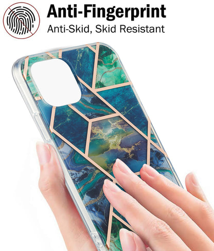 2.0mm IMD Workmanship Electroplating Marble Pattern Printing TPU Cell Phone Case Cover for iPhone 13 6.1 inch