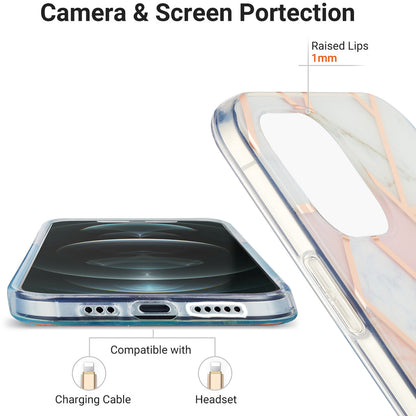 2.0mm IMD Workmanship Electroplating Marble Pattern Printing TPU Cell Phone Case Cover for iPhone 13 6.1 inch