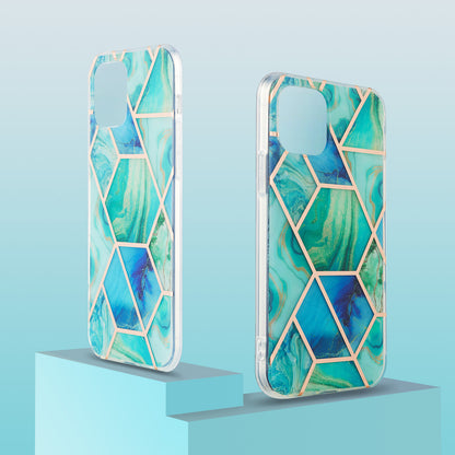 2.0mm IMD Workmanship Electroplating Marble Pattern Printing TPU Cell Phone Case Cover for iPhone 13 6.1 inch