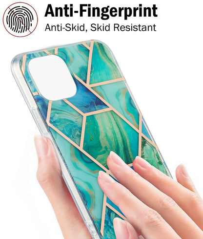 2.0mm IMD Workmanship Electroplating Marble Pattern Printing TPU Cell Phone Case Cover for iPhone 13 6.1 inch