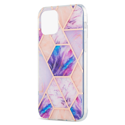 2.0mm IMD Workmanship Electroplating Marble Pattern Printing TPU Cell Phone Case Cover for iPhone 13 6.1 inch