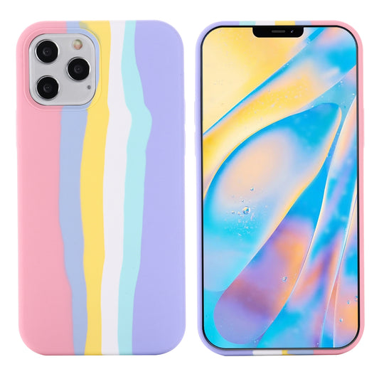 Rainbow Style Liquid Silicone Cellphone Protective Back Case Cover for iPhone 13 Pro 6.1 inch