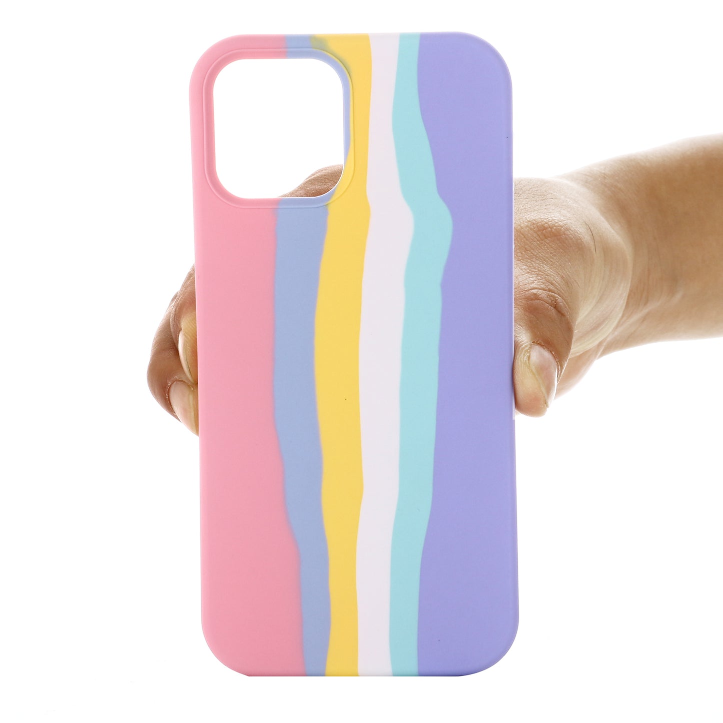 Rainbow Style Liquid Silicone Cellphone Protective Back Case Cover for iPhone 13 Pro 6.1 inch