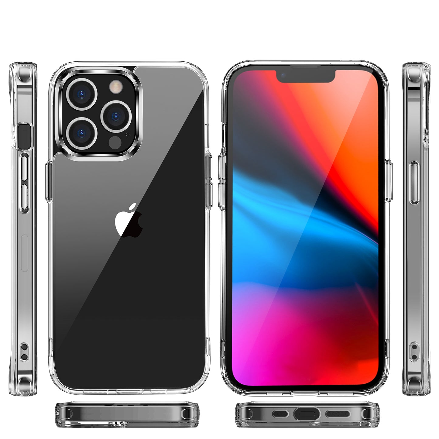 Transparent Soft TPU + Anti-Scratch PC Back Cover with 4 Corners Shockproof Protection for iPhone 13 Pro Max 6.7 inch