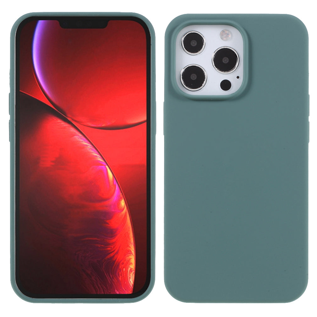 Solid Silicone Silky-Soft Touch Full-Body Protection Shockproof Cover with Soft Microfiber Lining for iPhone 13 Pro 6.1 inch