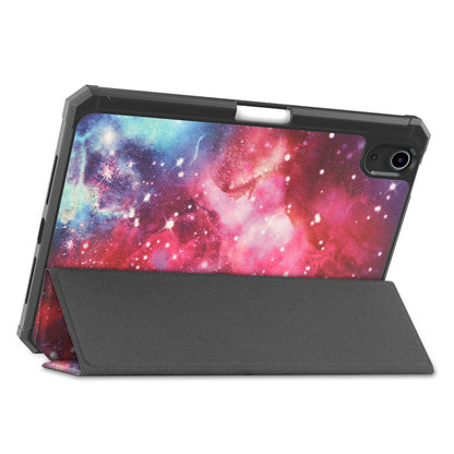 For iPad mini 6 (2021) Protective Case with Pencil Holder Pattern Printed Tri-fold Stand Leather Tablet Cover
