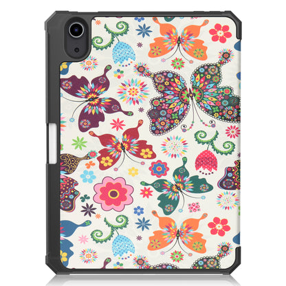 For iPad mini 6 (2021) Protective Case with Pencil Holder Pattern Printed Tri-fold Stand Leather Tablet Cover