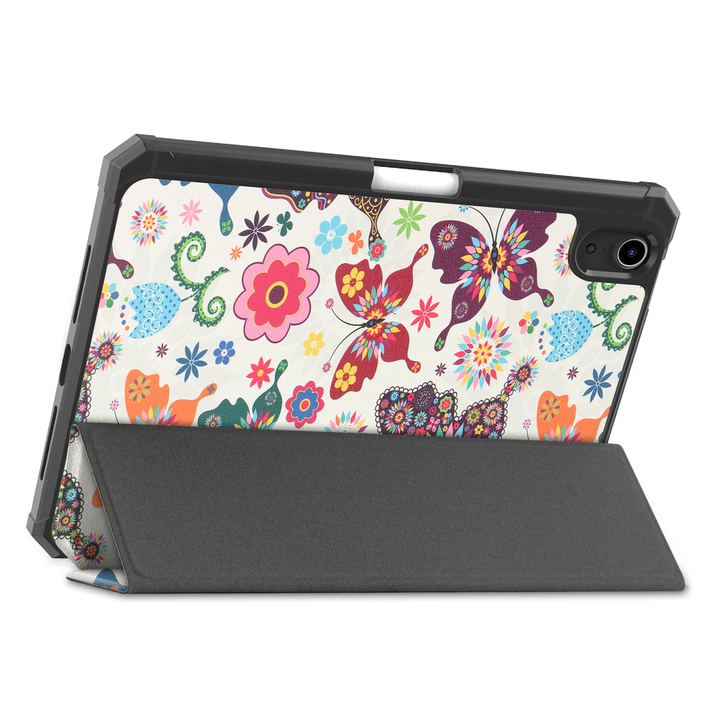 For iPad mini 6 (2021) Protective Case with Pencil Holder Pattern Printed Tri-fold Stand Leather Tablet Cover