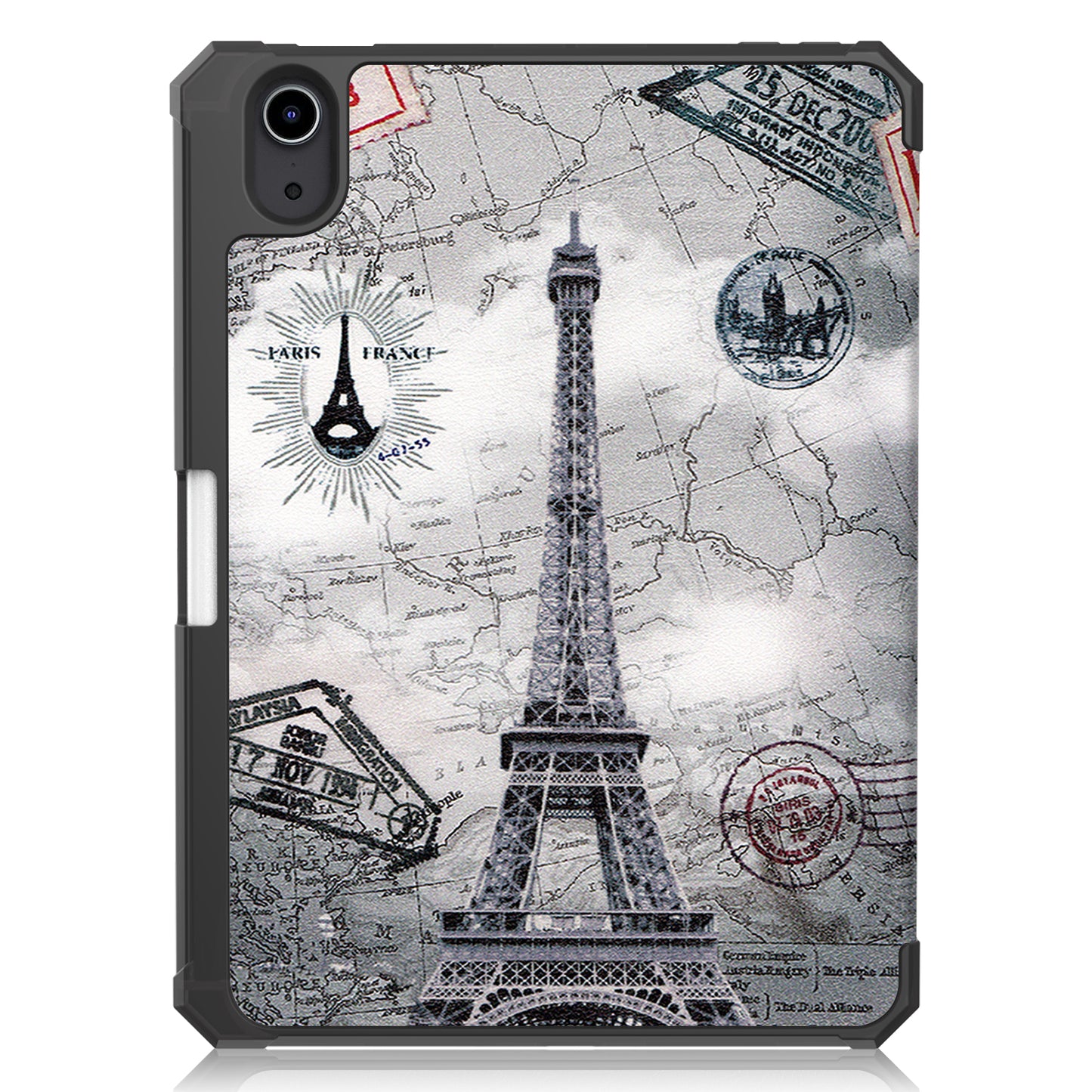 For iPad mini 6 (2021) Protective Case with Pencil Holder Pattern Printed Tri-fold Stand Leather Tablet Cover