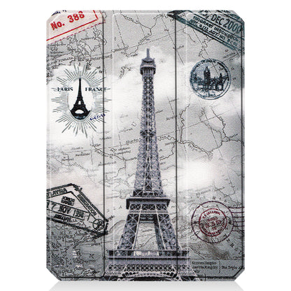 For iPad mini 6 (2021) Protective Case with Pencil Holder Pattern Printed Tri-fold Stand Leather Tablet Cover