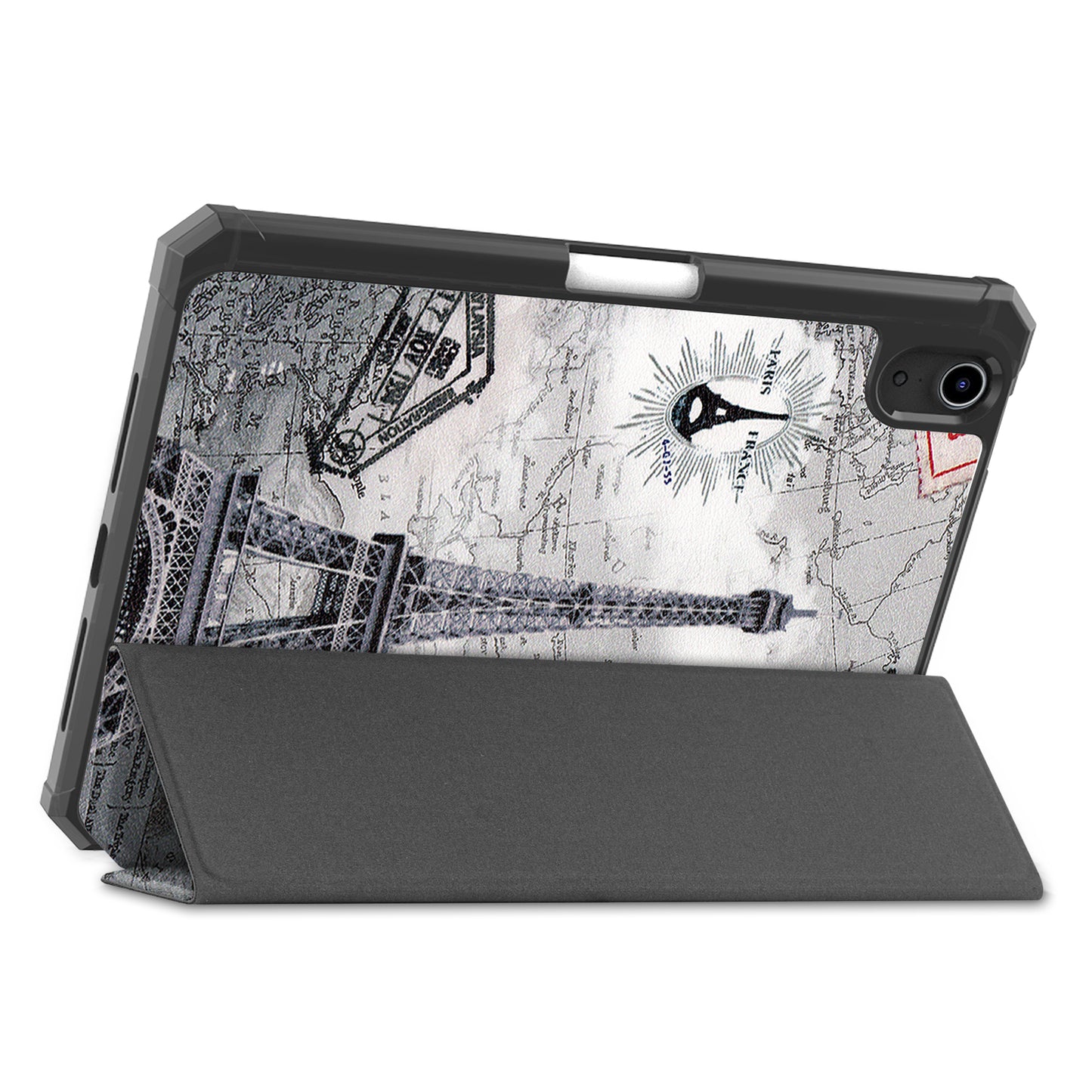 For iPad mini 6 (2021) Protective Case with Pencil Holder Pattern Printed Tri-fold Stand Leather Tablet Cover