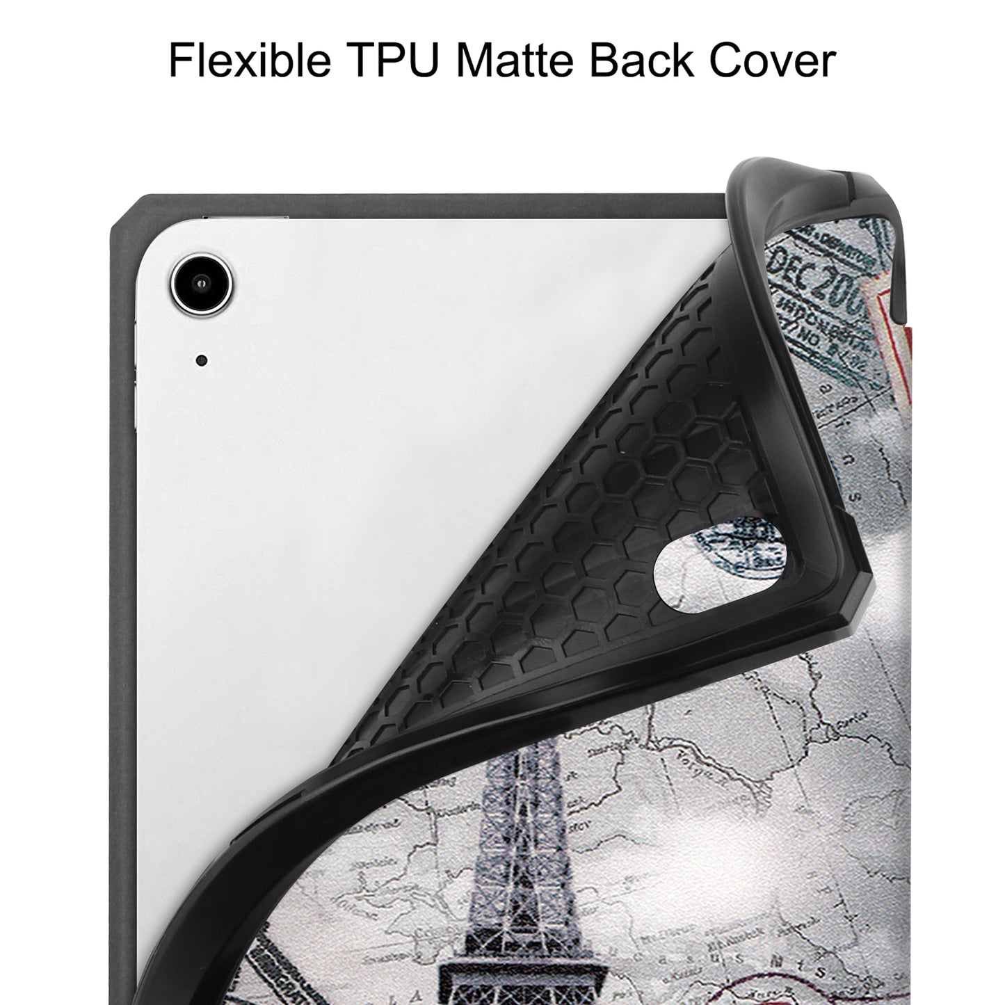 For iPad mini 6 (2021) Protective Case with Pencil Holder Pattern Printed Tri-fold Stand Leather Tablet Cover