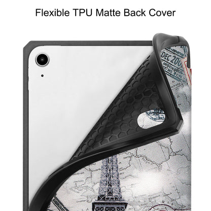 For iPad mini 6 (2021) Protective Case with Pencil Holder Pattern Printed Tri-fold Stand Leather Tablet Cover
