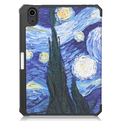 For iPad mini 6 (2021) Protective Case with Pencil Holder Pattern Printed Tri-fold Stand Leather Tablet Cover
