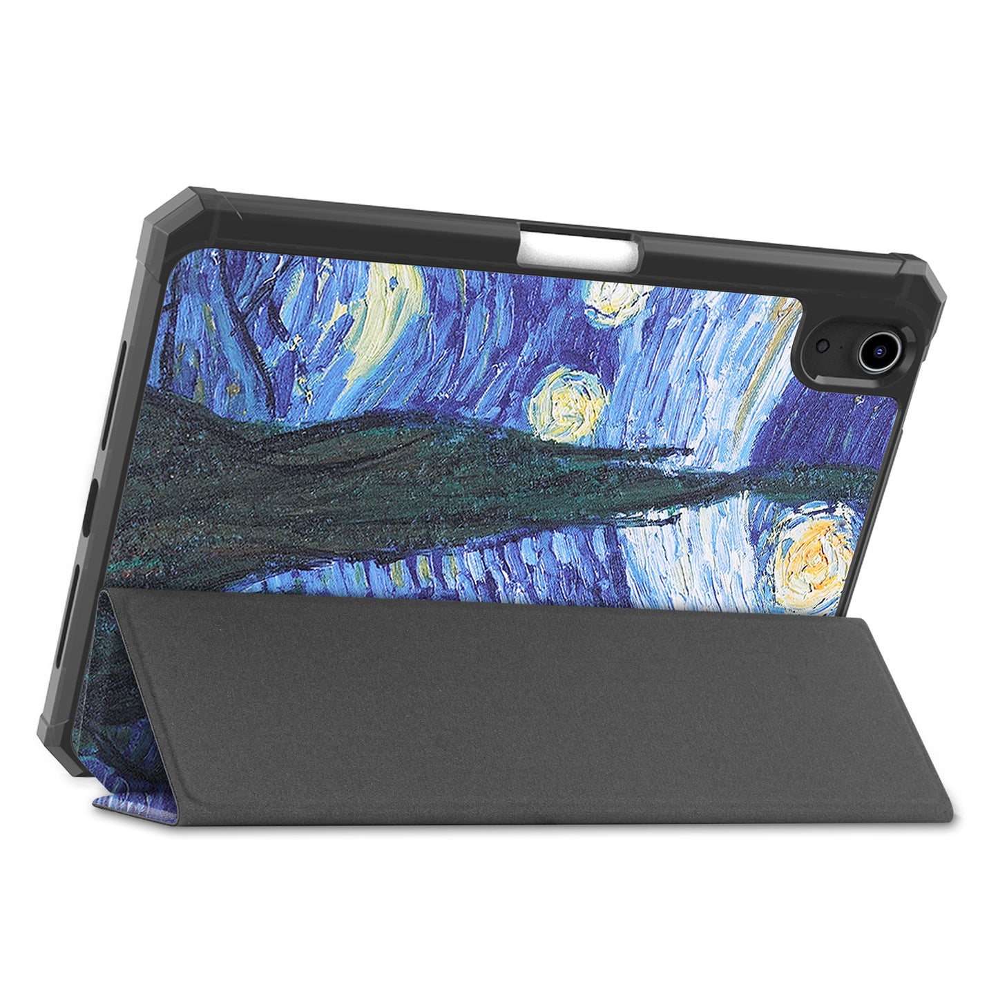 For iPad mini 6 (2021) Protective Case with Pencil Holder Pattern Printed Tri-fold Stand Leather Tablet Cover