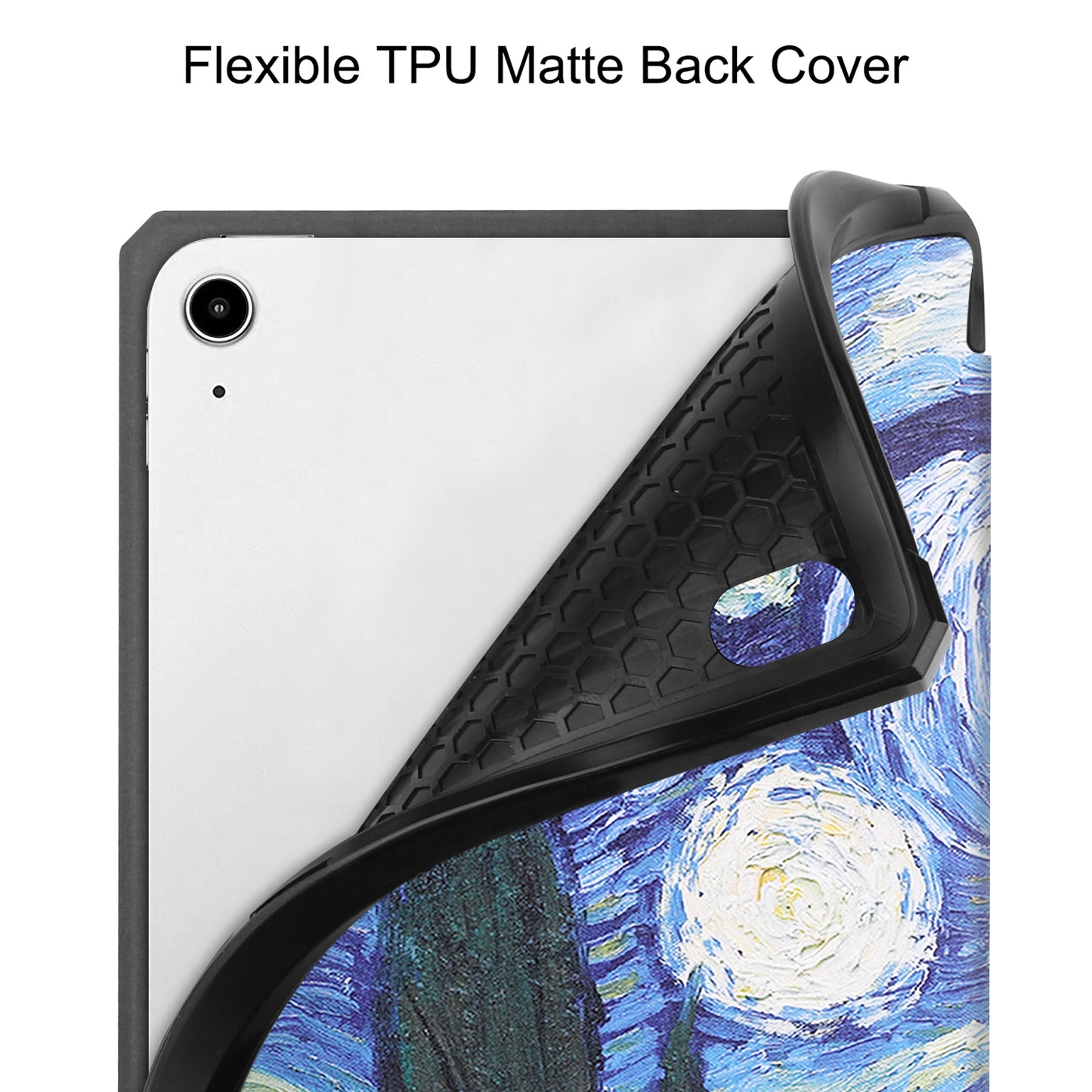 For iPad mini 6 (2021) Protective Case with Pencil Holder Pattern Printed Tri-fold Stand Leather Tablet Cover