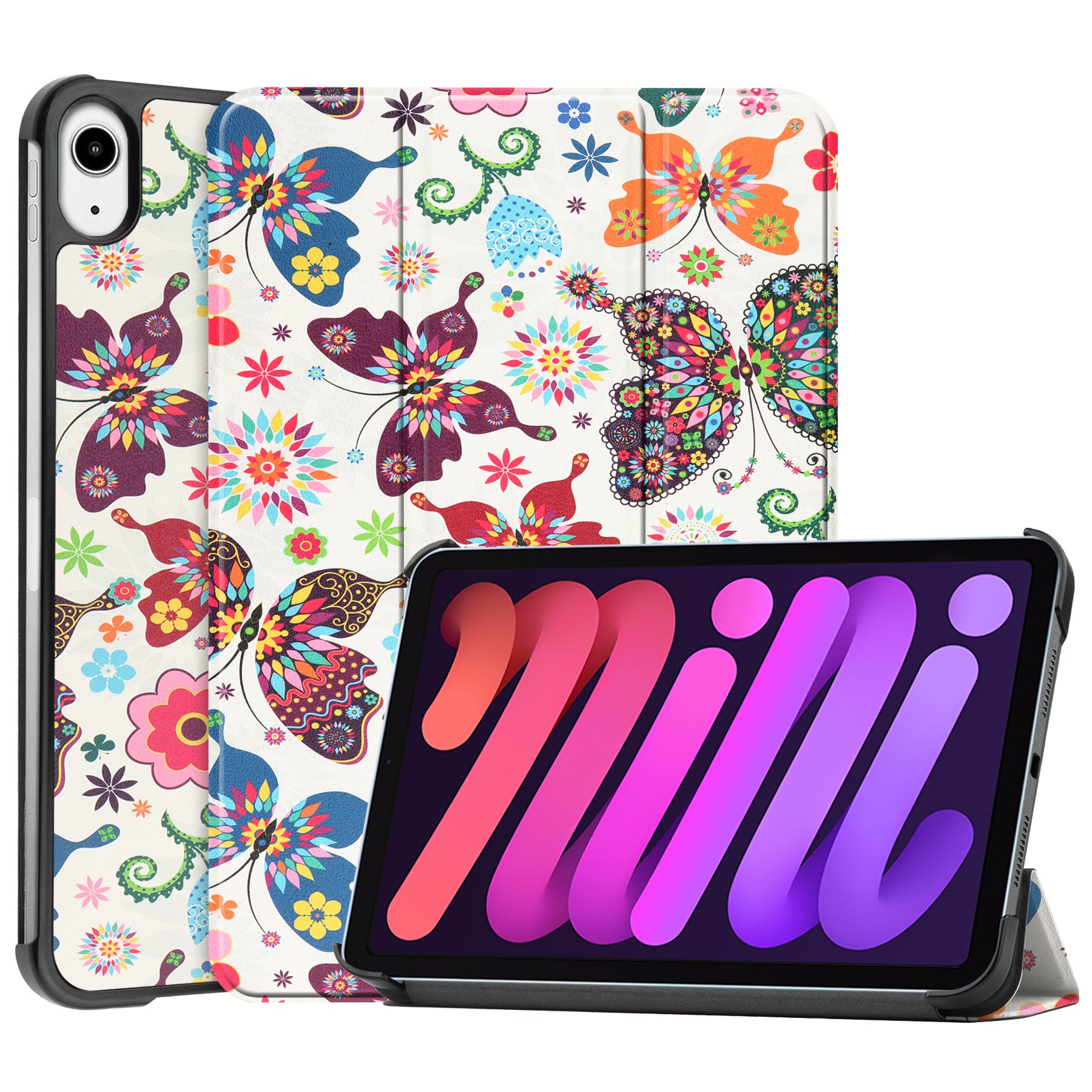 Tri-fold Stand Design Dustproof Pattern Printing Leather Tablet Case Cover for iPad mini 6 (2021)