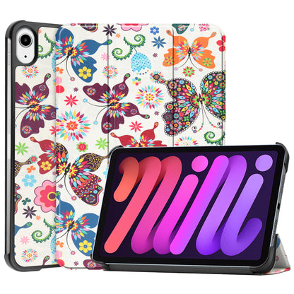 Tri-fold Stand Design Dustproof Pattern Printing Leather Tablet Case Cover for iPad mini 6 (2021)
